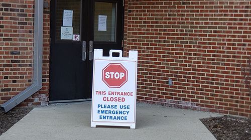 School Reopening A-Frame for Stop Entrance Closed